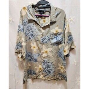 BERMUDA BAY MENS XL SHIRT BUTTON SILK TROPICAL FLORAL VACATION ALOHA PARADISE